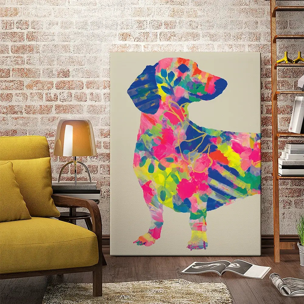 Patterned Dachshund Canvas Print Patterned Dachshund Canvas Print wall art product Chromatic Storm Studio