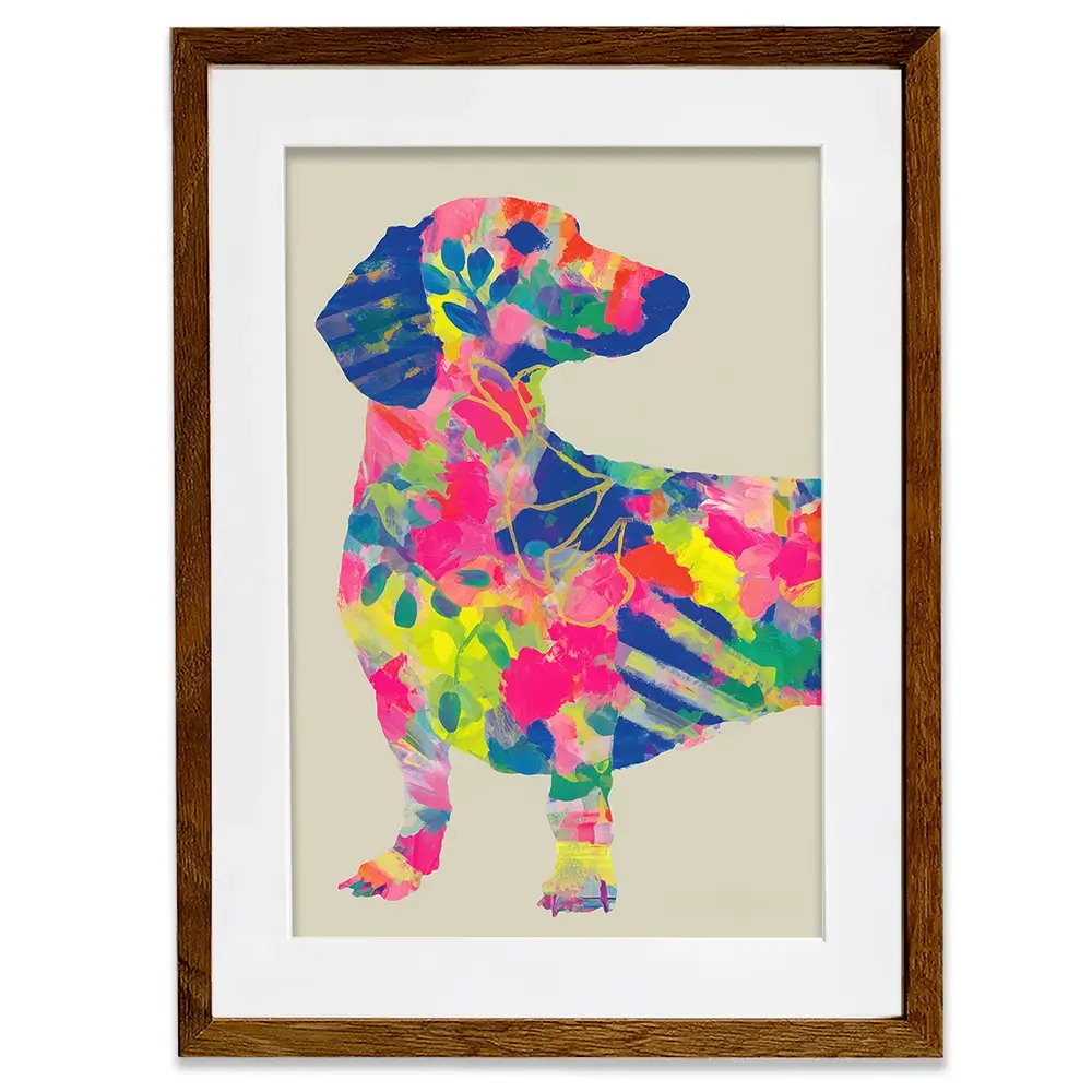 Patterned Dachshund Framed Art Print Patterned Dachshund Framed Art Print wall art product Chromatic Storm Studio