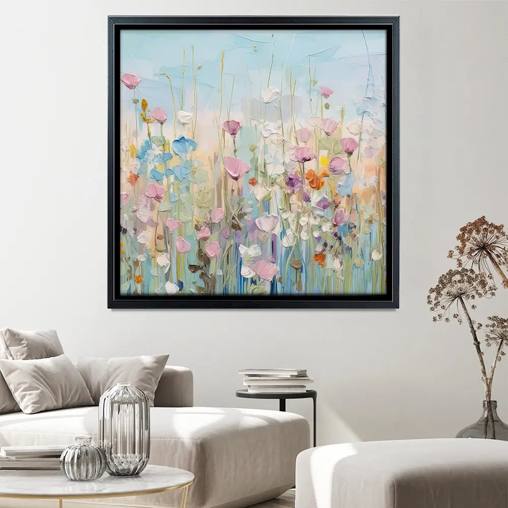 Peaceful Wildflowers Square Canvas Print Peaceful Wildflowers Square Canvas Print wall art product Gina Kelly - Independent