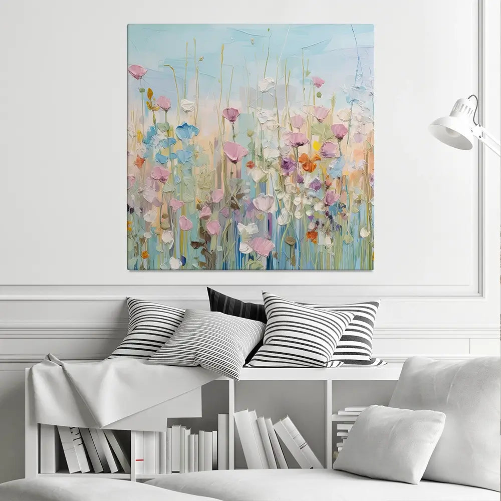 Peaceful Wildflowers Square Canvas Print Peaceful Wildflowers Square Canvas Print wall art product Gina Kelly - Independent