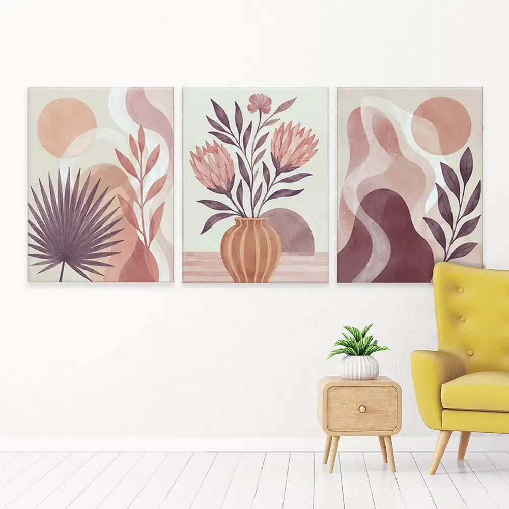 Peach Panels Trio Canvas Print Peach Panels Trio Canvas Print wall art product David Alexander Elder