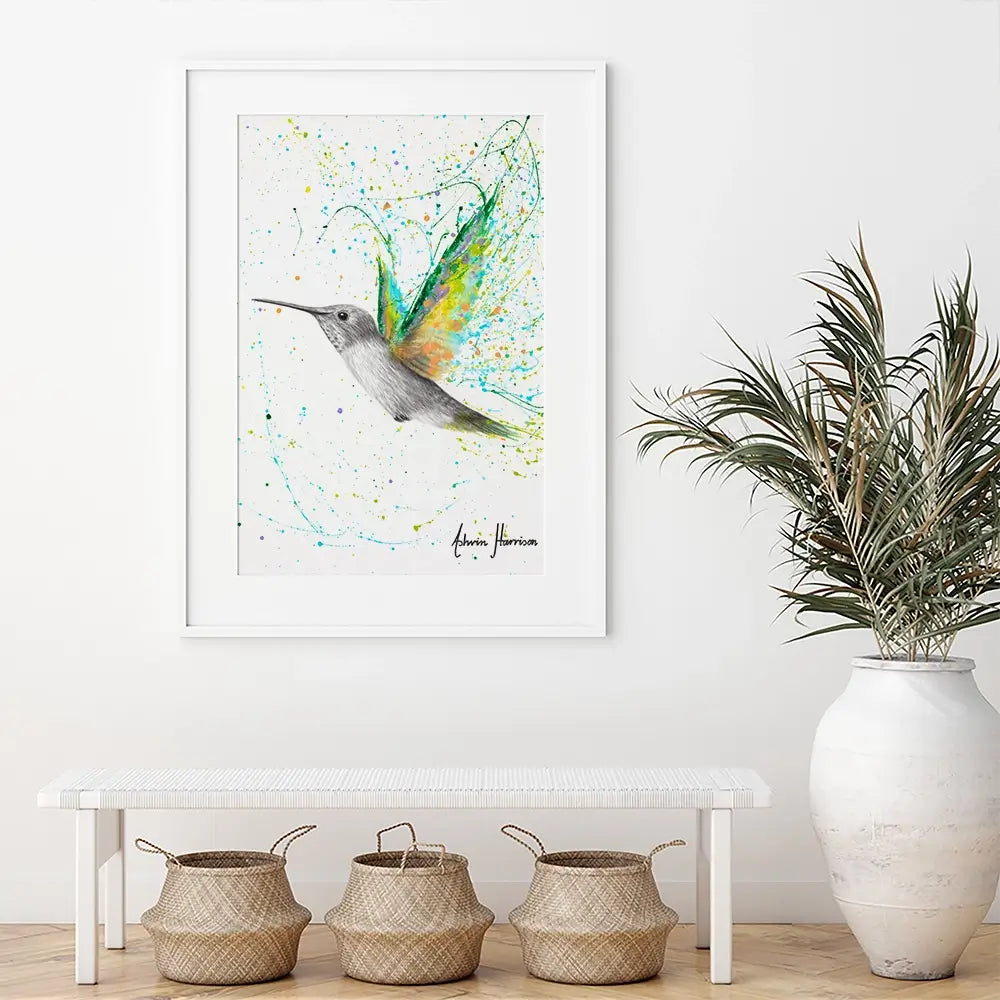 Peach Summer Hummingbird Framed Art Print Peach Summer Hummingbird Framed Art Print wall art product Ashvin Harrison