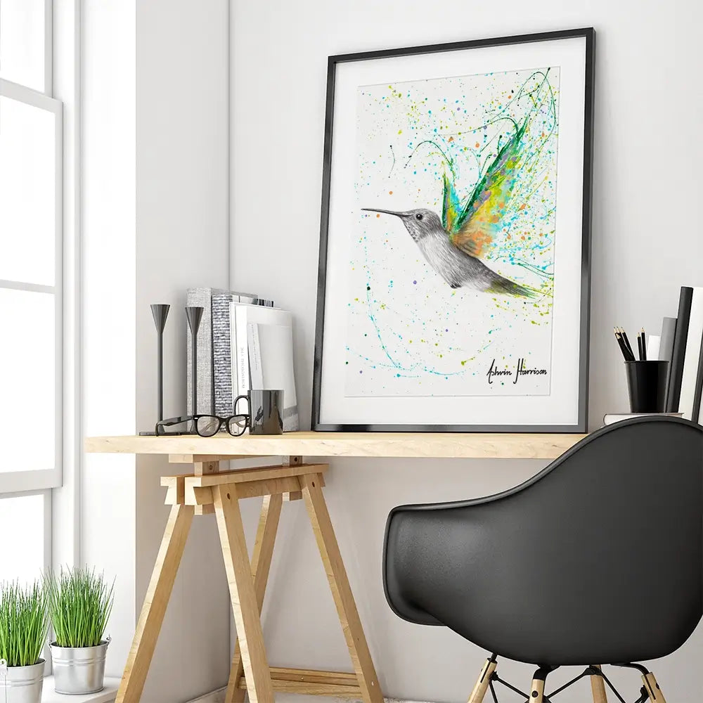 Peach Summer Hummingbird Framed Art Print Peach Summer Hummingbird Framed Art Print wall art product Ashvin Harrison