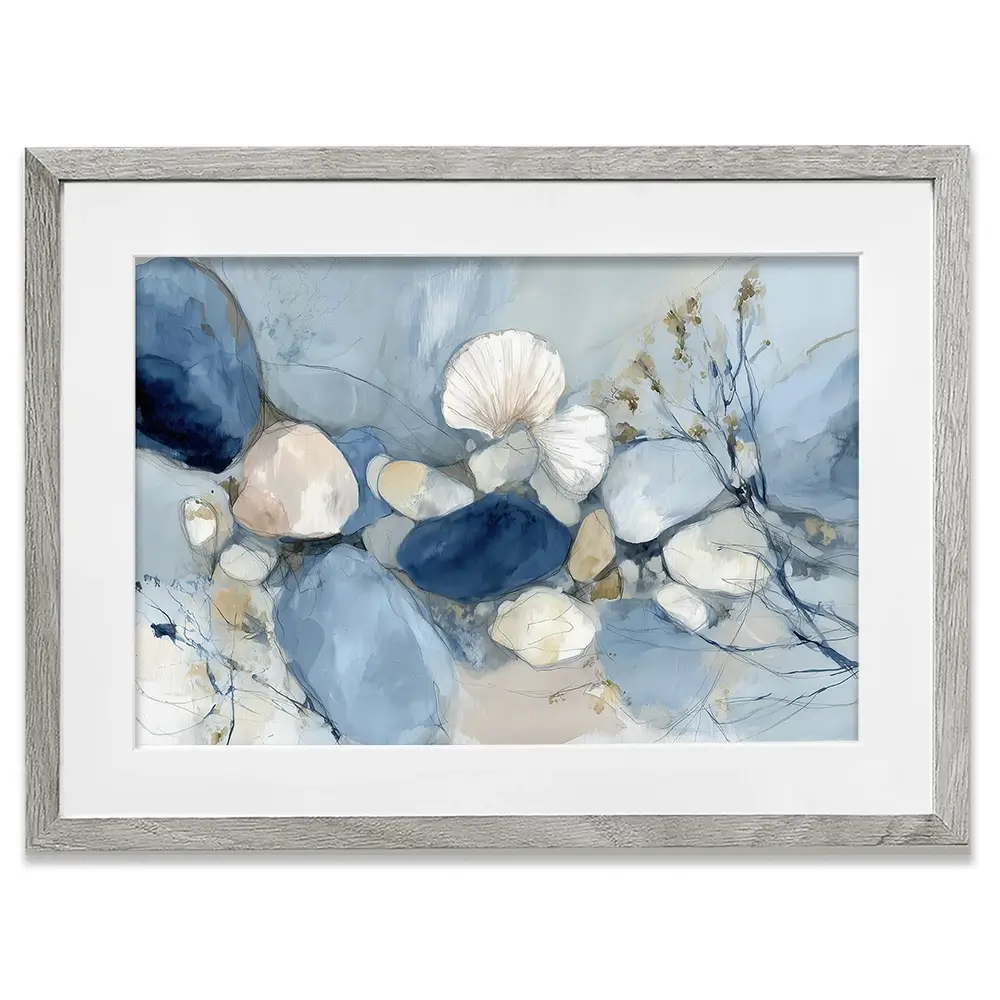 Pebble Tide Botanical Framed Art Print Pebble Tide Botanical Framed Art Print wall art product Chromatic Storm Studio