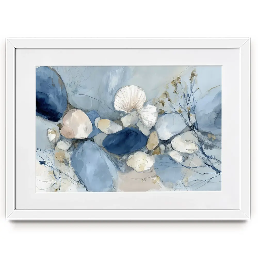Pebble Tide Botanical Framed Art Print Pebble Tide Botanical Framed Art Print wall art product Chromatic Storm Studio