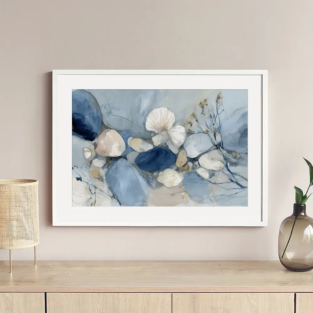 Pebble Tide Botanical Framed Art Print Pebble Tide Botanical Framed Art Print wall art product Chromatic Storm Studio