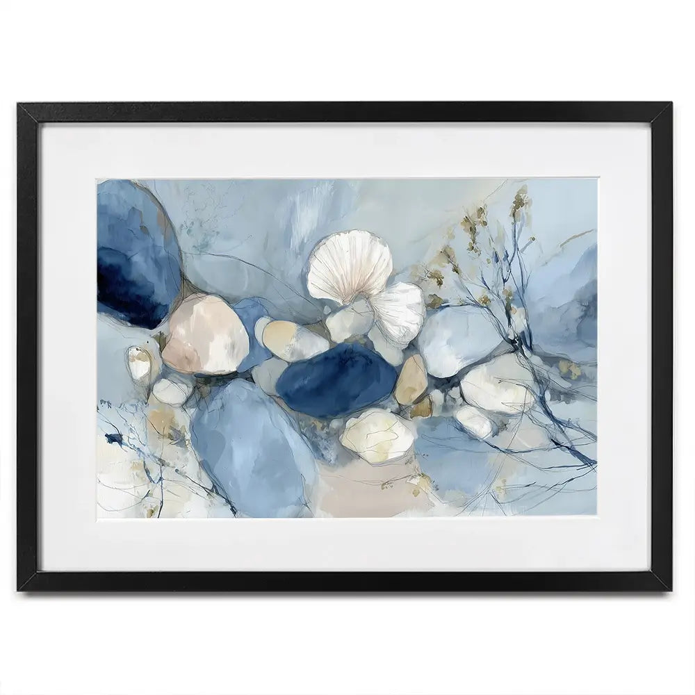 Pebble Tide Botanical Framed Art Print Pebble Tide Botanical Framed Art Print wall art product Chromatic Storm Studio