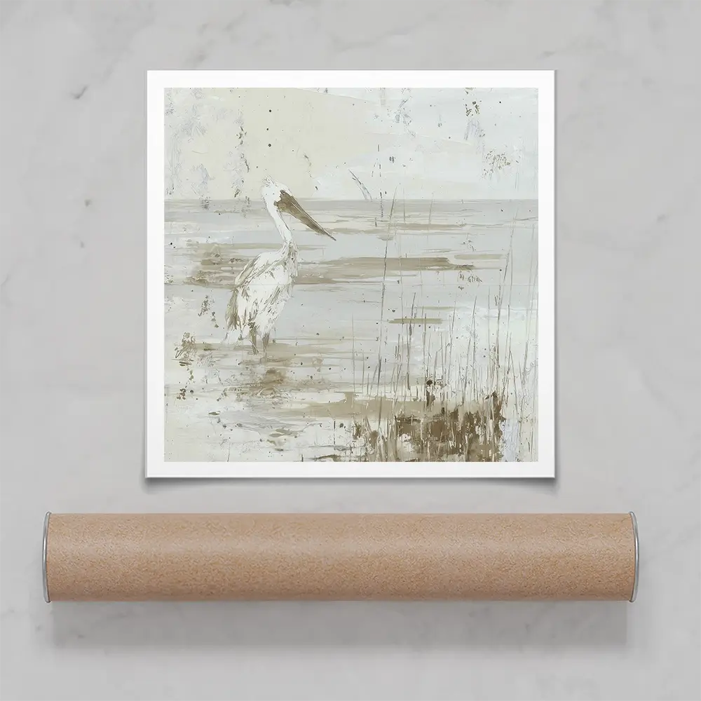 Pelican Among Reeds Square Art Print Pelican Among Reeds Square Art Print wall art product Chromatic Storm Studio