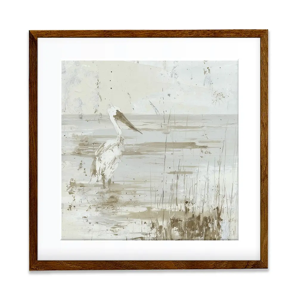 Pelican Among Reeds Square Framed Art Print Pelican Among Reeds Square Framed Art Print wall art product Chromatic Storm Studio