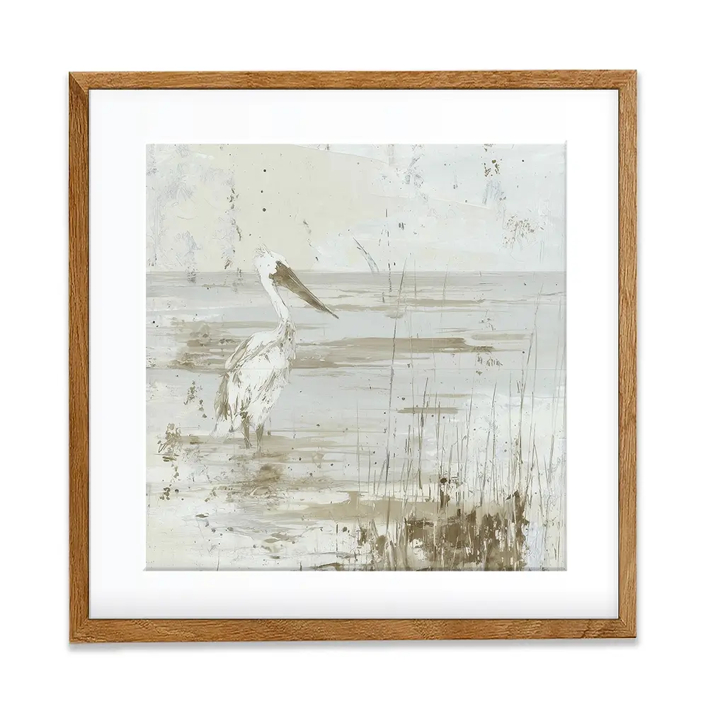Pelican Among Reeds Square Framed Art Print Pelican Among Reeds Square Framed Art Print wall art product Chromatic Storm Studio