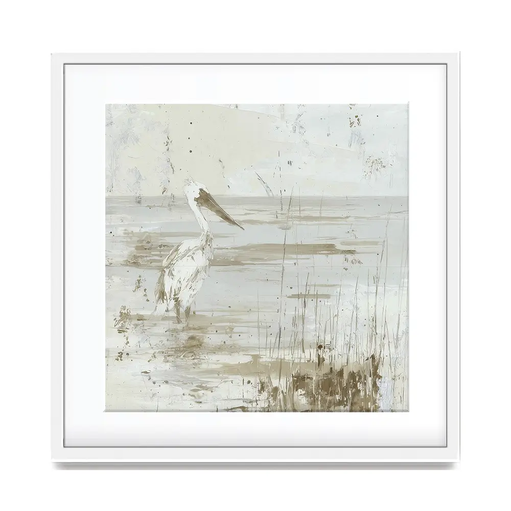Pelican Among Reeds Square Framed Art Print Pelican Among Reeds Square Framed Art Print wall art product Chromatic Storm Studio