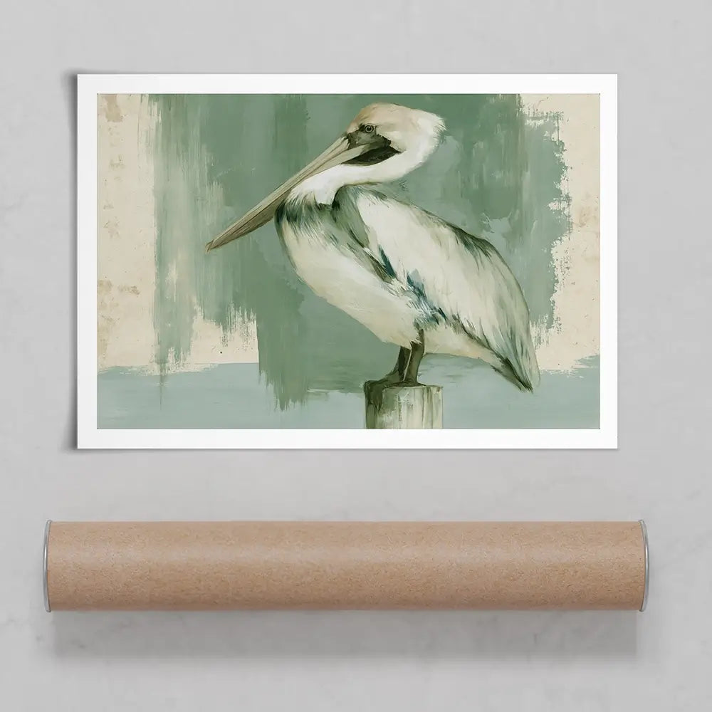 Pelican On A Post Art Print Pelican On A Post Art Print wall art product Chromatic Storm Studio
