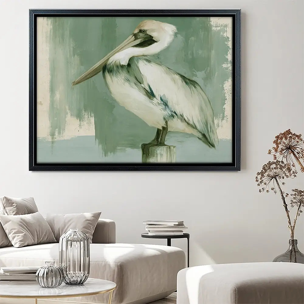 Pelican On A Post Canvas Print Pelican On A Post Canvas Print wall art product Chromatic Storm Studio