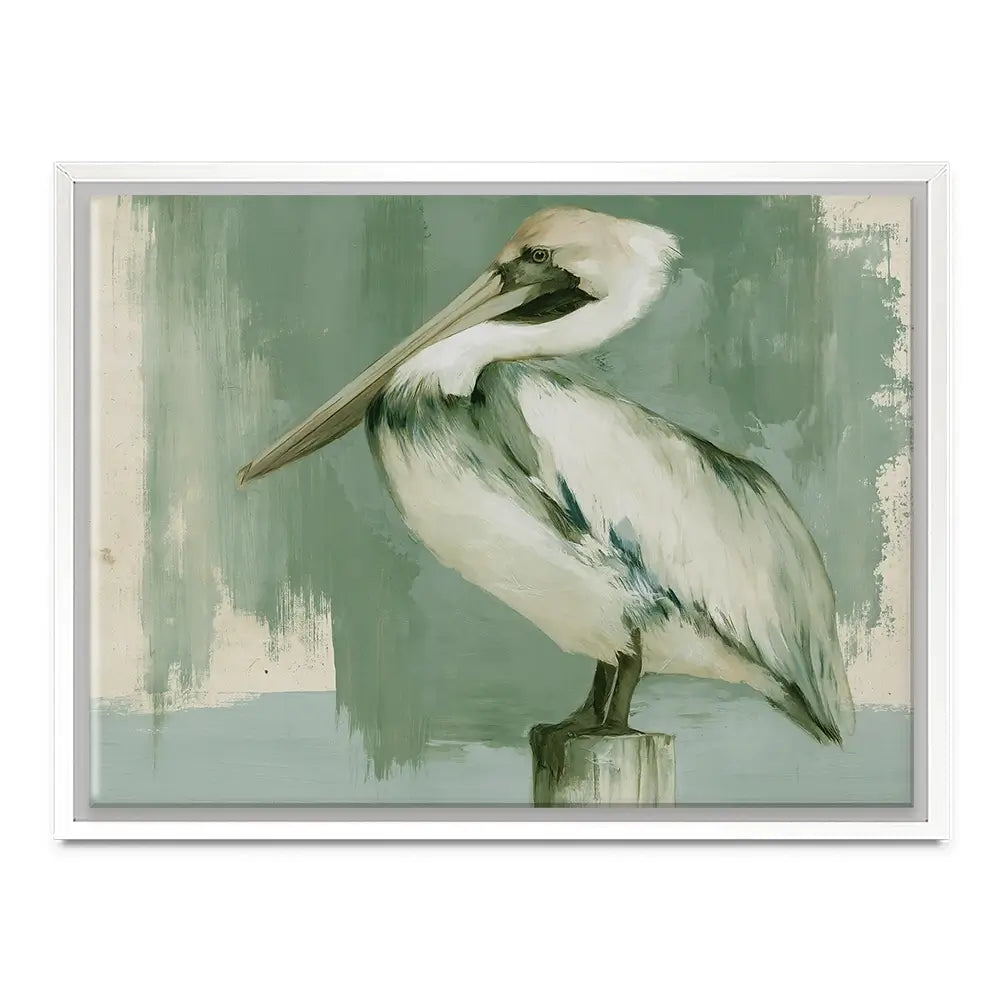 Pelican On A Post Canvas Print Pelican On A Post Canvas Print wall art product Chromatic Storm Studio