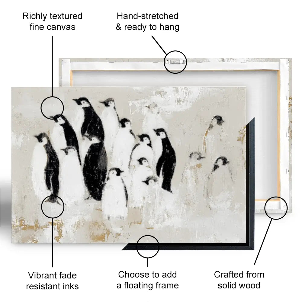 Penguin Colony Drift Canvas Print Penguin Colony Drift Canvas Print wall art product Chromatic Storm Studio