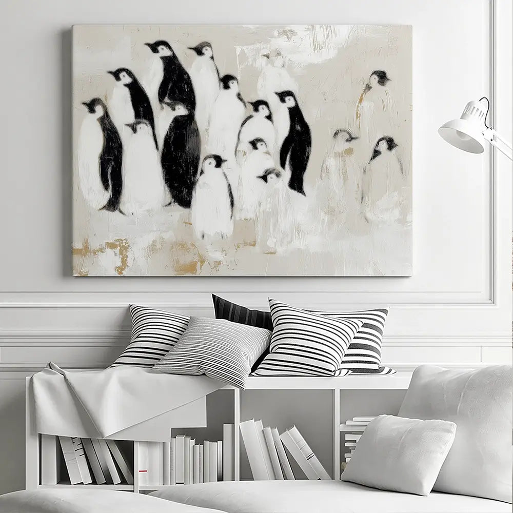 Penguin Colony Drift Canvas Print Penguin Colony Drift Canvas Print wall art product Chromatic Storm Studio
