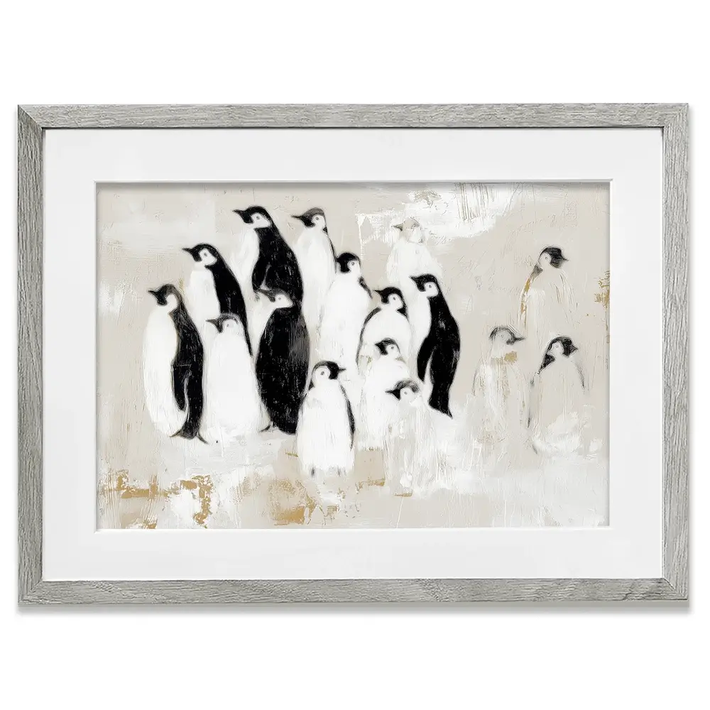 Penguin Colony Drift Framed Art Print Penguin Colony Drift Framed Art Print wall art product Chromatic Storm Studio