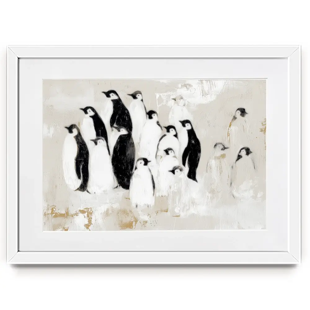 Penguin Colony Drift Framed Art Print Penguin Colony Drift Framed Art Print wall art product Chromatic Storm Studio