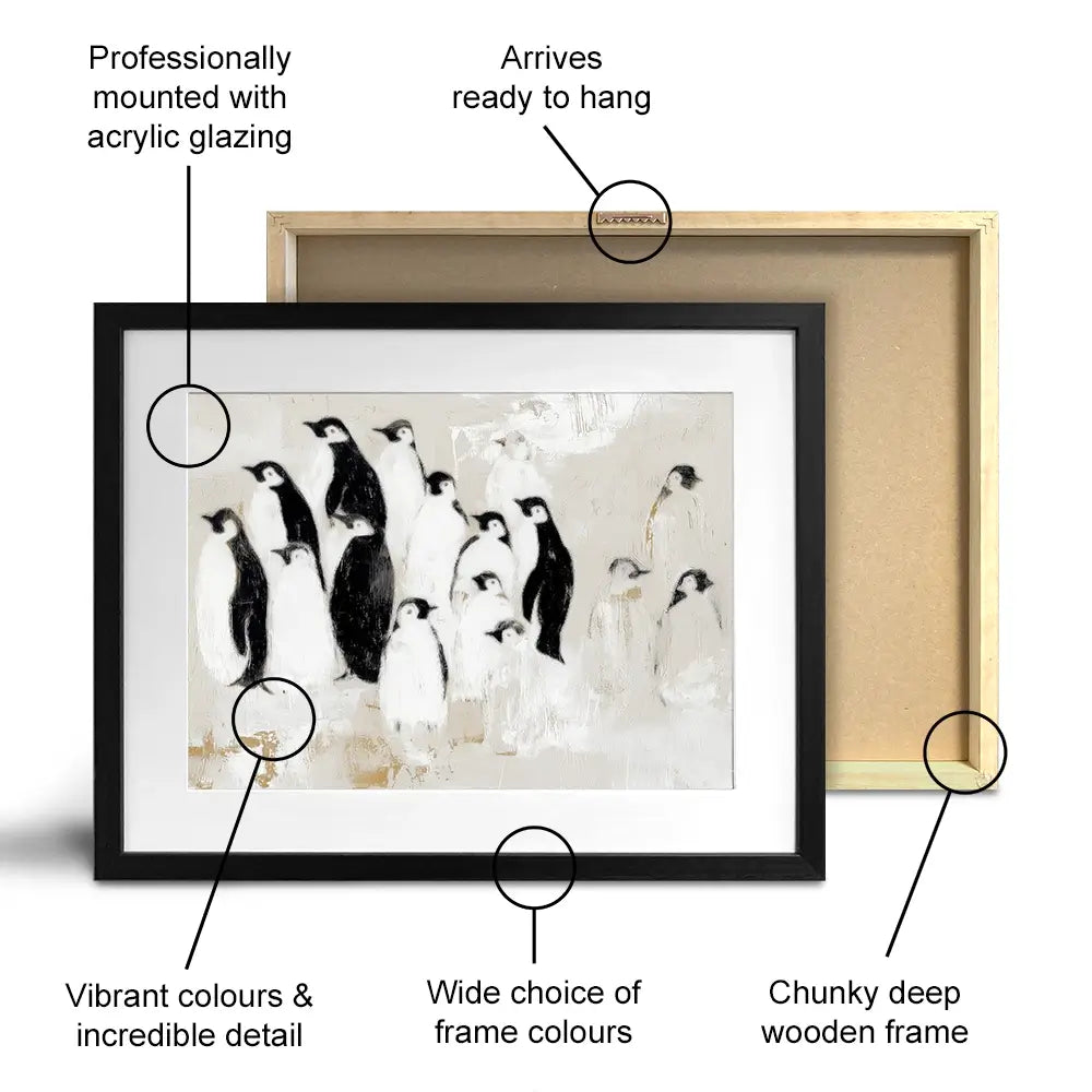 Penguin Colony Drift Framed Art Print Penguin Colony Drift Framed Art Print wall art product Chromatic Storm Studio