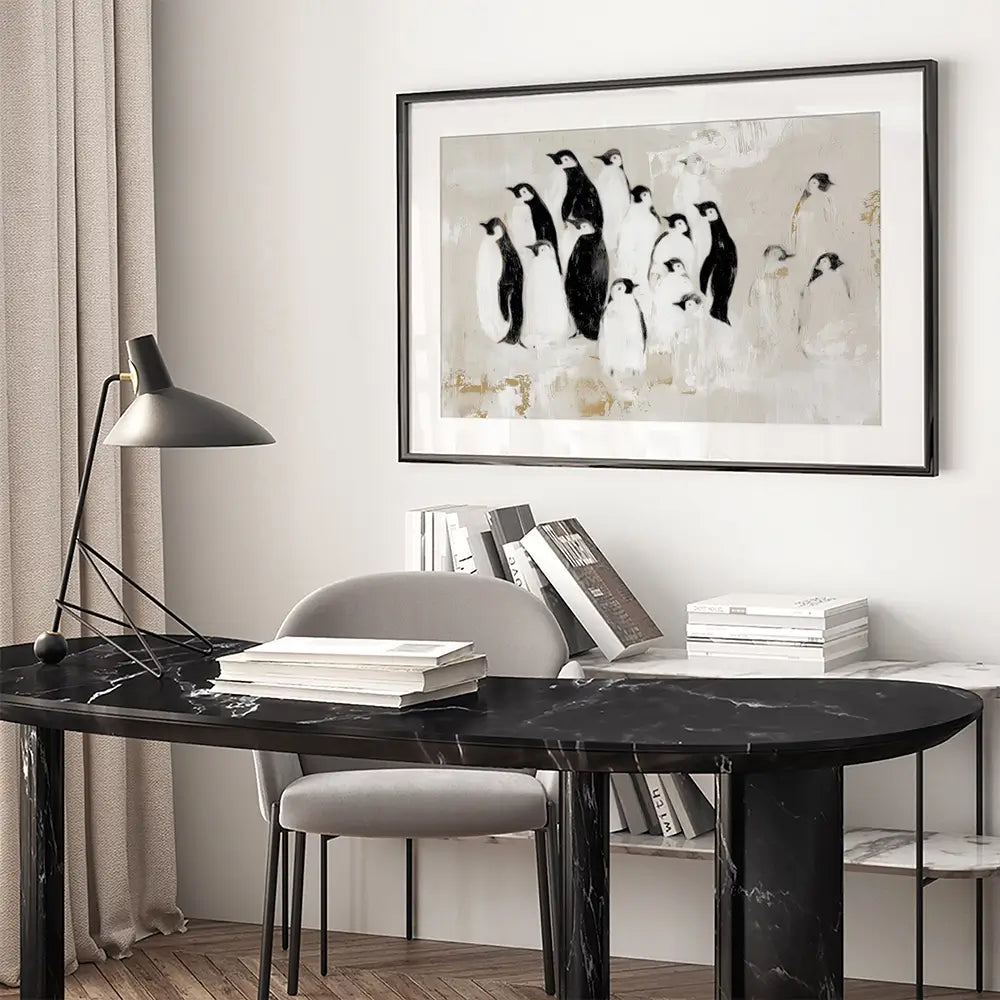 Penguin Colony Drift Framed Art Print Penguin Colony Drift Framed Art Print wall art product Chromatic Storm Studio