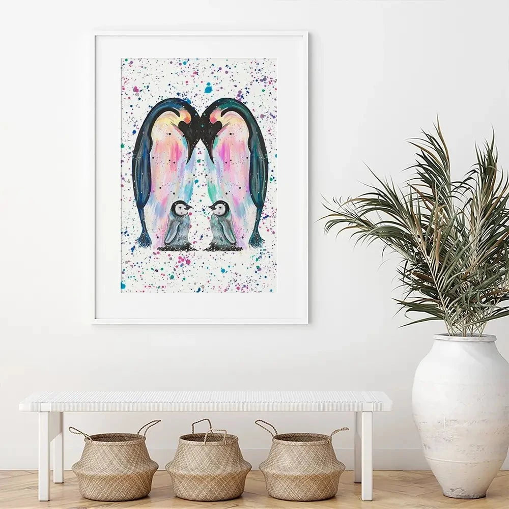 Penguin Family Framed Art Print Penguin Family Framed Art Print wall art product Emma LC Art
