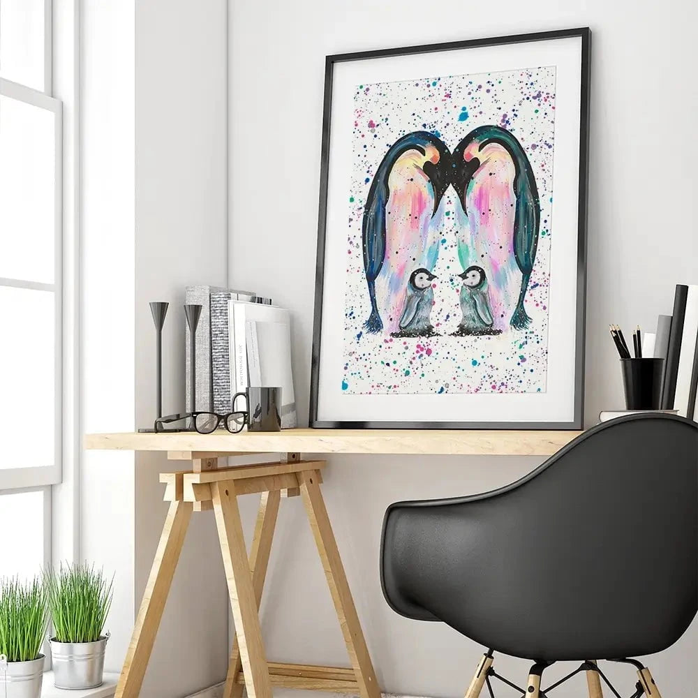 Penguin Family Framed Art Print Penguin Family Framed Art Print wall art product Emma LC Art