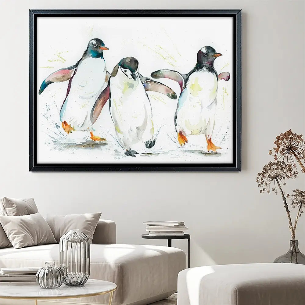 Penguin Paddle Canvas Print Penguin Paddle Canvas Print wall art product Nicola Jane Rowles