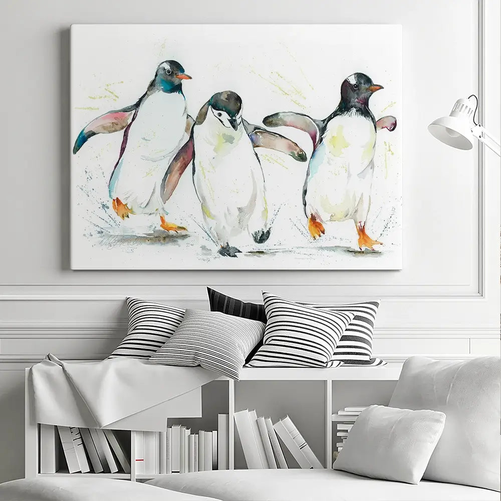 Penguin Paddle Canvas Print Penguin Paddle Canvas Print wall art product Nicola Jane Rowles