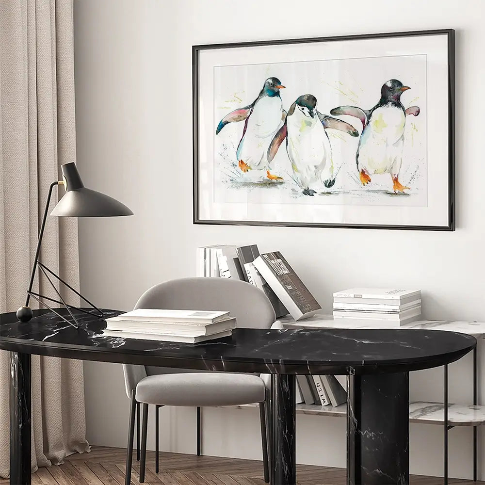 Penguin Paddle Framed Art Print Penguin Paddle Framed Art Print wall art product Nicola Jane Rowles