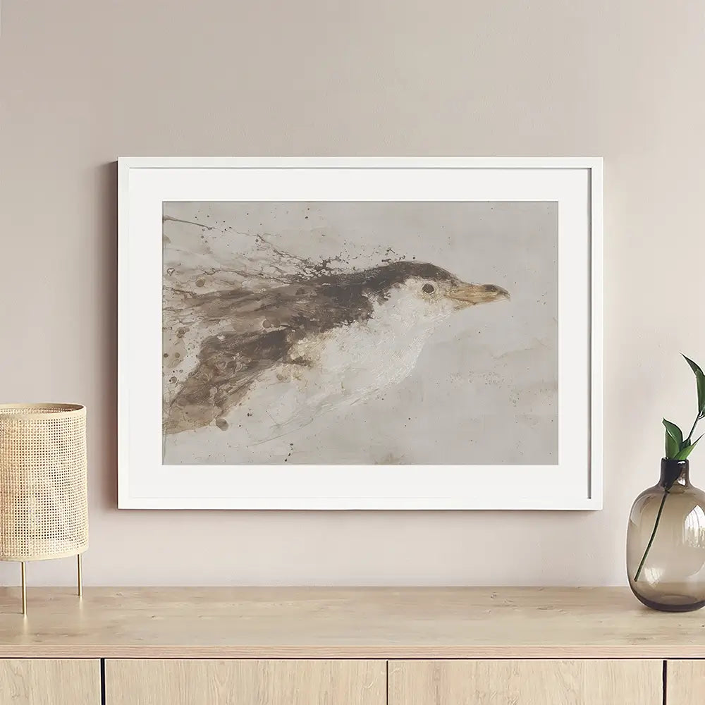Penguin Surfacing Framed Art Print Penguin Surfacing Framed Art Print wall art product Chromatic Storm Studio