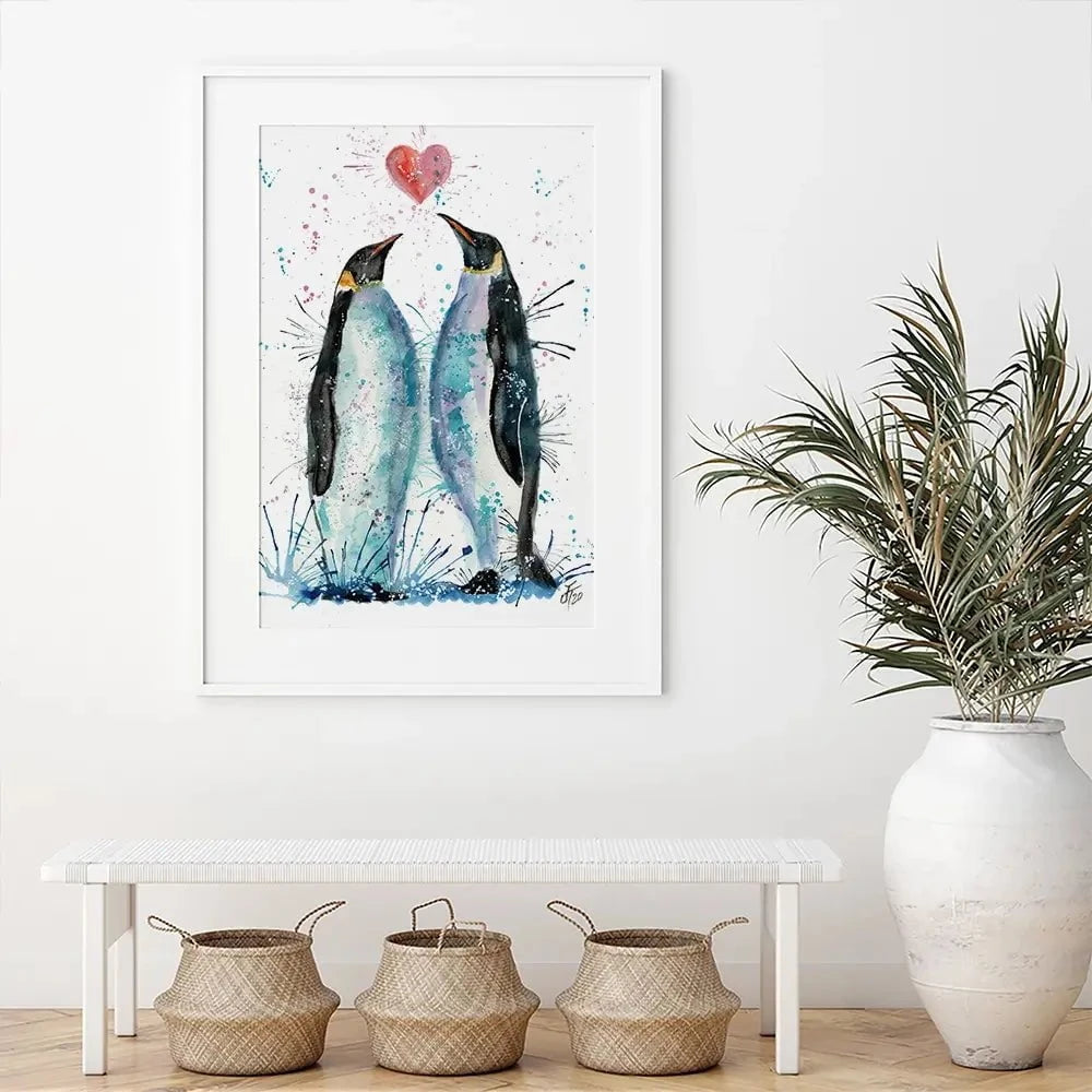 Penguins In Love Framed Art Print Penguins In Love Framed Art Print wall art product Jamie Taylor