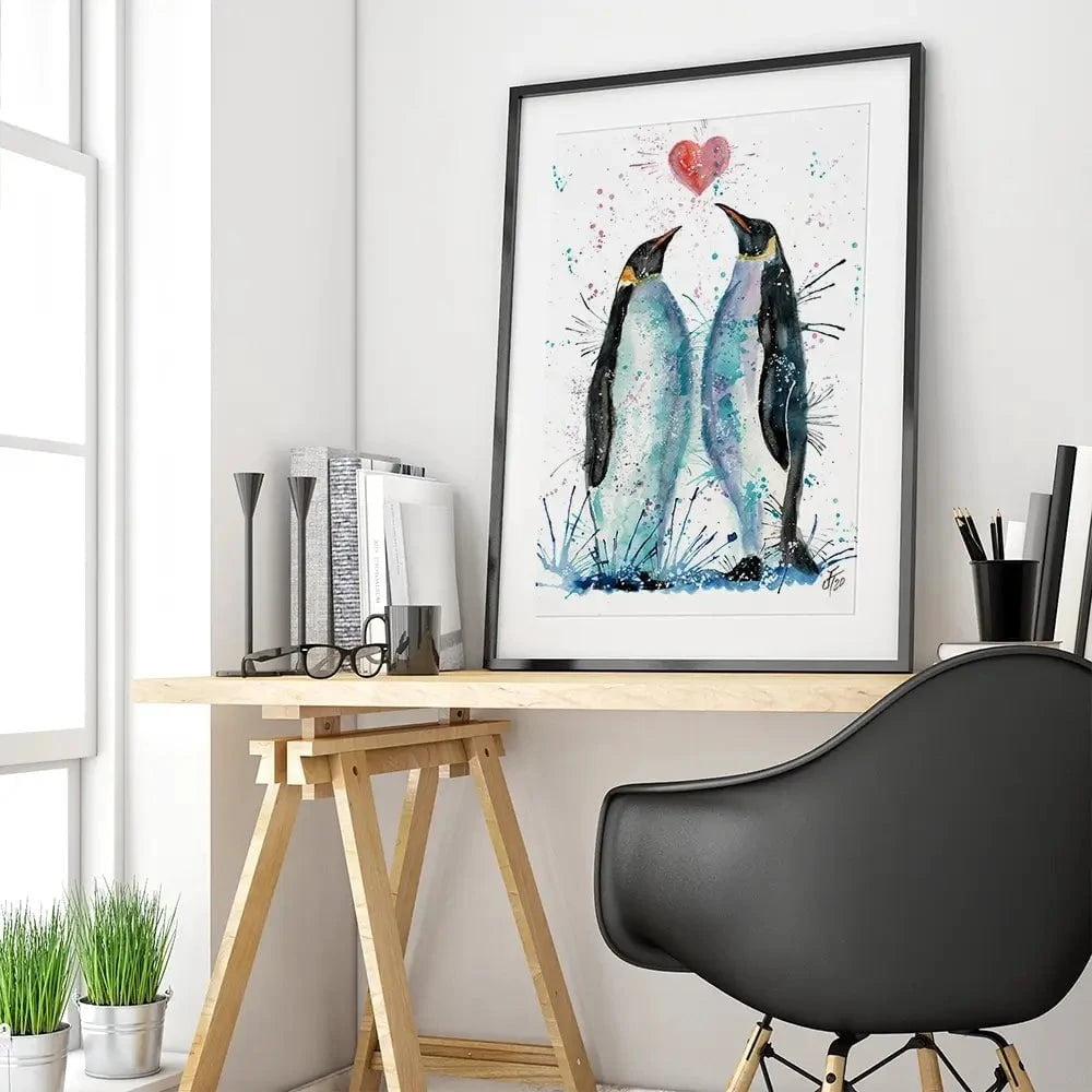 Penguins In Love Framed Art Print Penguins In Love Framed Art Print wall art product Jamie Taylor