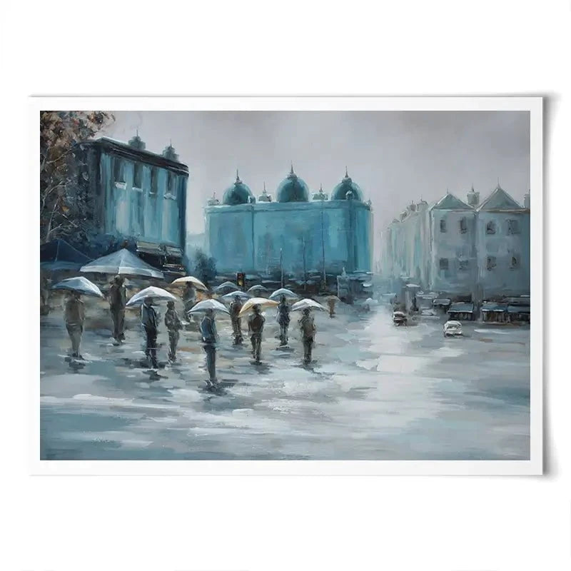 People In The Rain Art Print People In The Rain Art Print wall art product CHENYU ARTS / Shutterstock