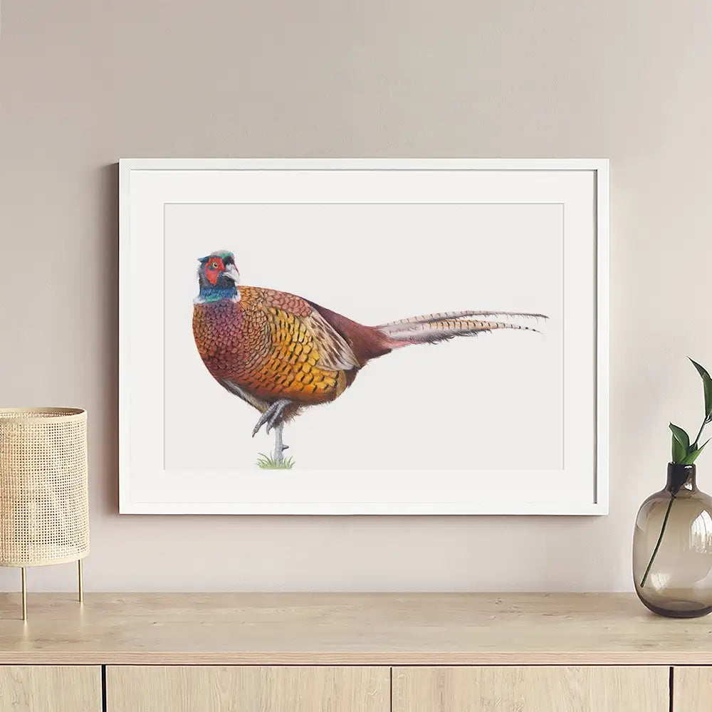 Pheasant On One Foot Framed Art Print Pheasant On One Foot Framed Art Print wall art product Georgie Turner