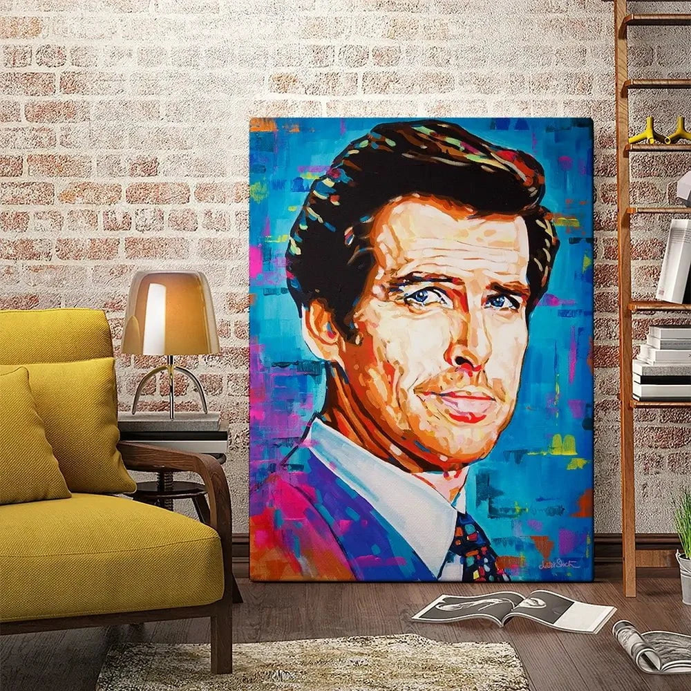 Pierce Brosnan Canvas Print Pierce Brosnan Canvas Print wall art product Juliet Stockton