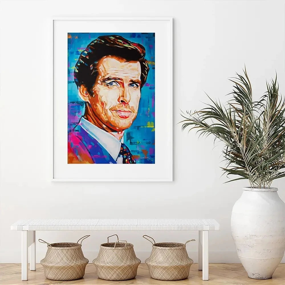 Pierce Brosnan Framed Art Print Pierce Brosnan Framed Art Print wall art product Juliet Stockton