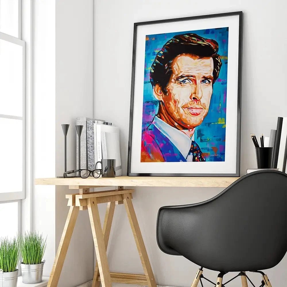 Pierce Brosnan Framed Art Print Pierce Brosnan Framed Art Print wall art product Juliet Stockton