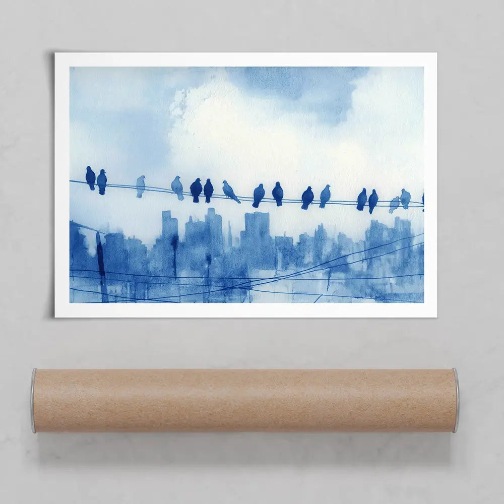 Pigeons Over New York Art Print Pigeons Over New York Art Print wall art product Chromatic Storm Studio