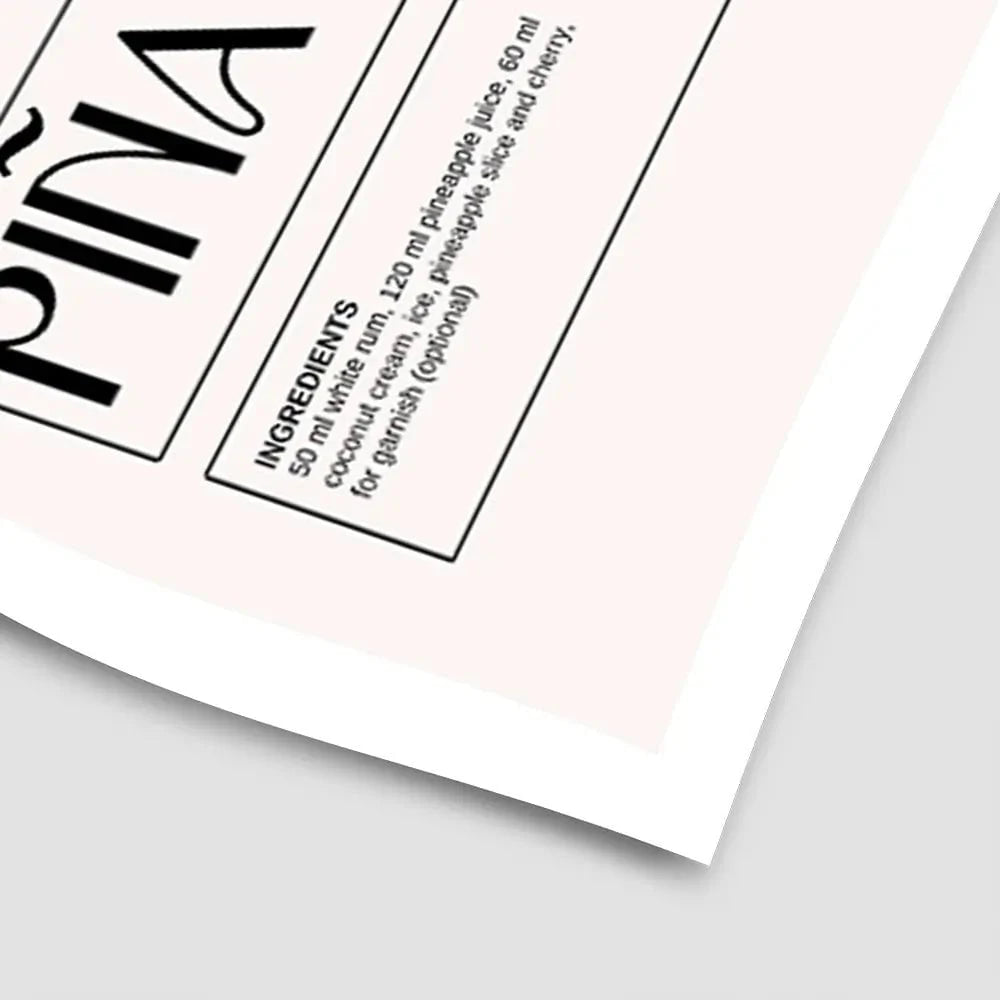 Pina Colada Recipe Art Print Pina Colada Recipe Art Print wall art product Art Print Shop