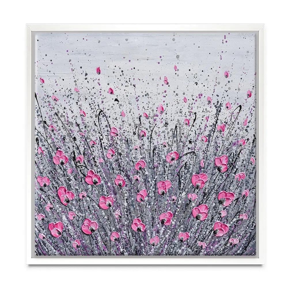 Pink And Grey Flowers Canvas Print Pink And Grey Flowers Canvas Print wall art product Olga Tkachyk