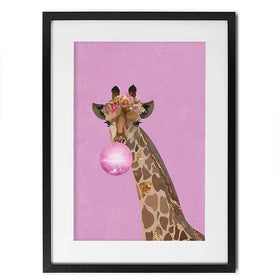 Pink Bubblegum Giraffe Framed Art Print Pink Bubblegum Giraffe Framed Art Print wall art product Sarah Manovski