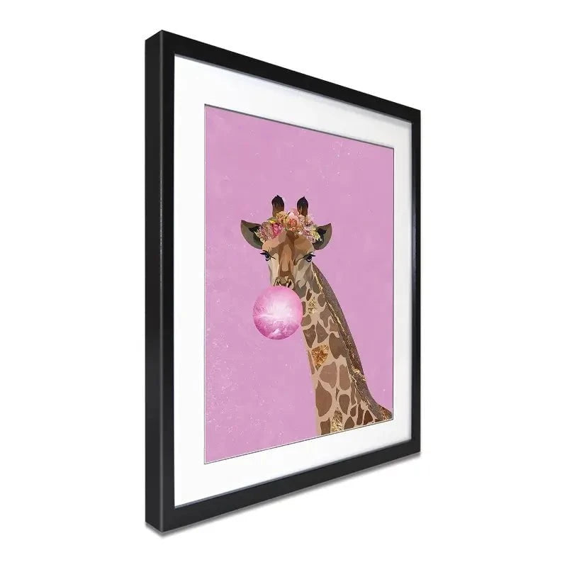 Pink Bubblegum Giraffe Framed Art Print Pink Bubblegum Giraffe Framed Art Print wall art product Sarah Manovski