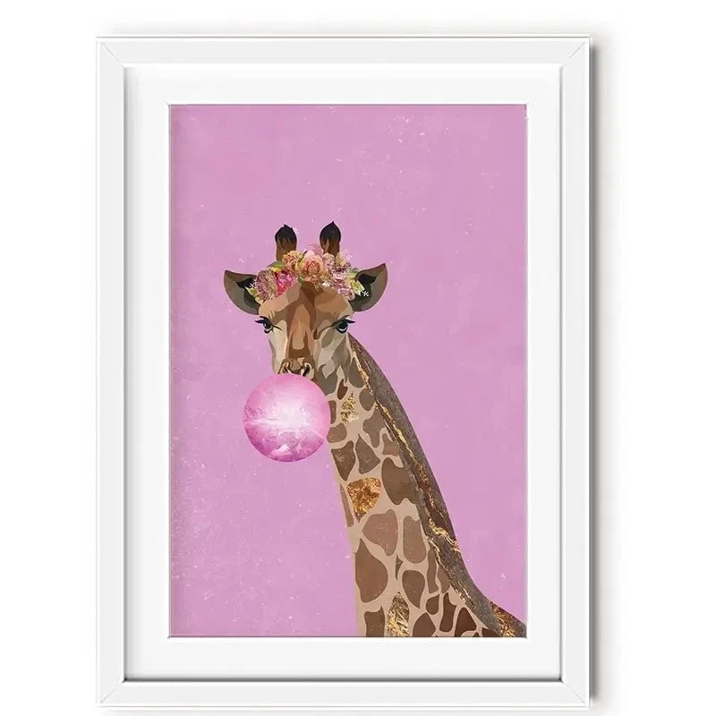 Pink Bubblegum Giraffe Framed Art Print Pink Bubblegum Giraffe Framed Art Print wall art product Sarah Manovski