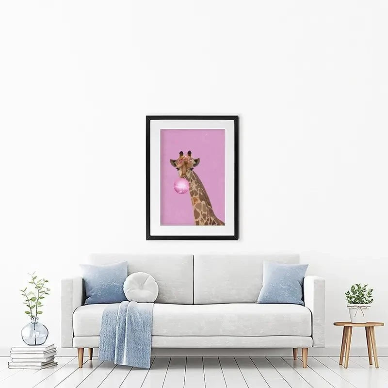 Pink Bubblegum Giraffe Framed Art Print Pink Bubblegum Giraffe Framed Art Print wall art product Sarah Manovski