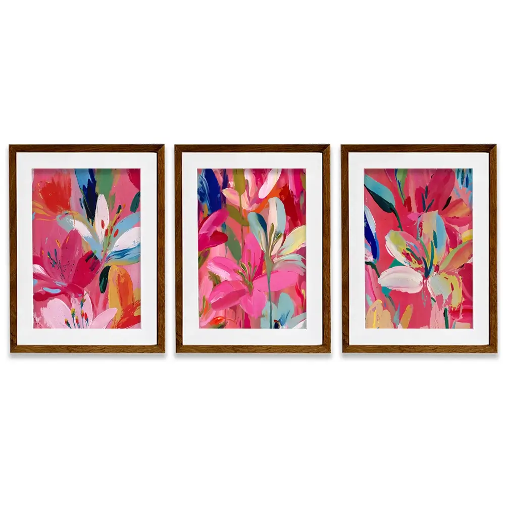 Pink Buzz Framed Art Print Trio Pink Buzz Framed Art Print Trio wall art product IAmHomeStudio