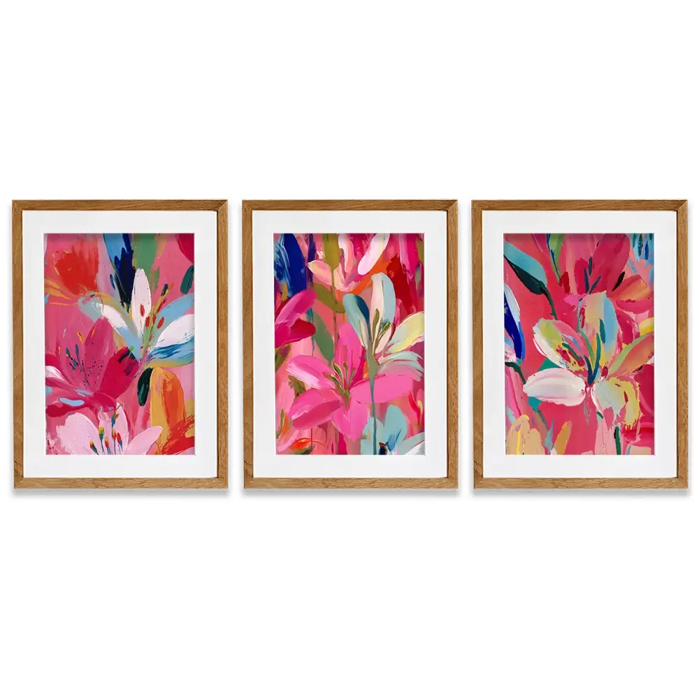 Pink Buzz Framed Art Print Trio Pink Buzz Framed Art Print Trio wall art product IAmHomeStudio
