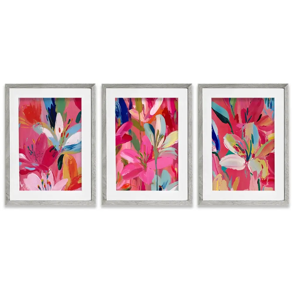 Pink Buzz Framed Art Print Trio Pink Buzz Framed Art Print Trio wall art product IAmHomeStudio