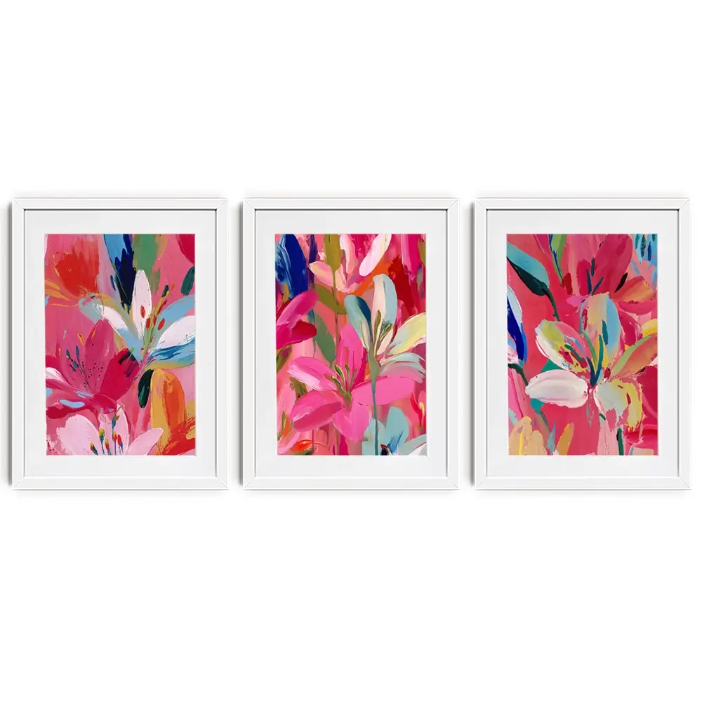 Pink Buzz Framed Art Print Trio Pink Buzz Framed Art Print Trio wall art product IAmHomeStudio
