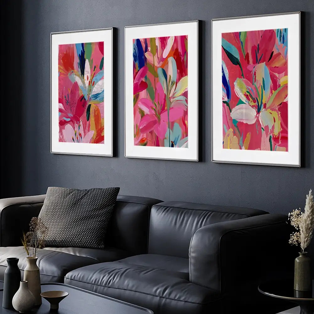 Pink Buzz Framed Art Print Trio Pink Buzz Framed Art Print Trio wall art product IAmHomeStudio