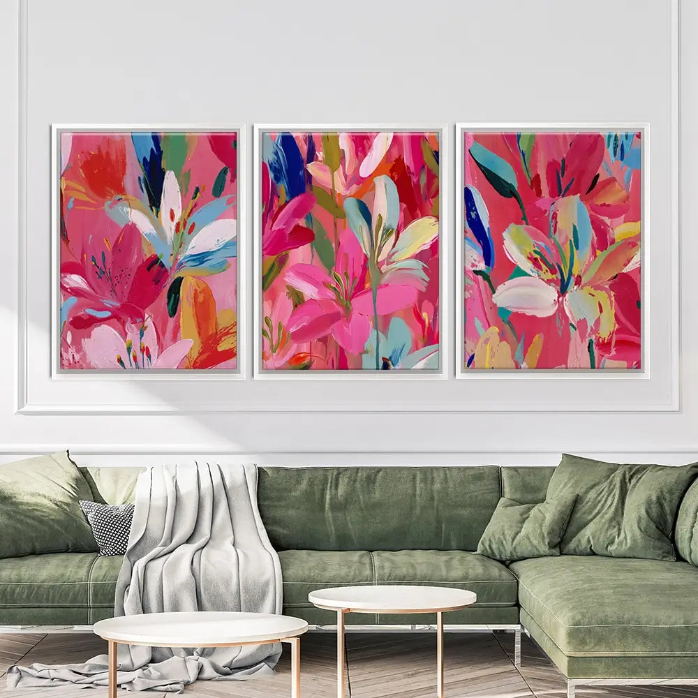 Pink Buzz Trio Canvas Print Pink Buzz Trio Canvas Print wall art product IAmHomeStudio